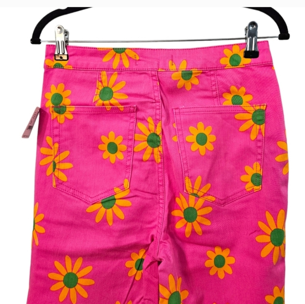 Free People YouthQuake Retro 70s Printed Crop Jeans in Lipstick Combo Size 25 - Picture 6 of 10